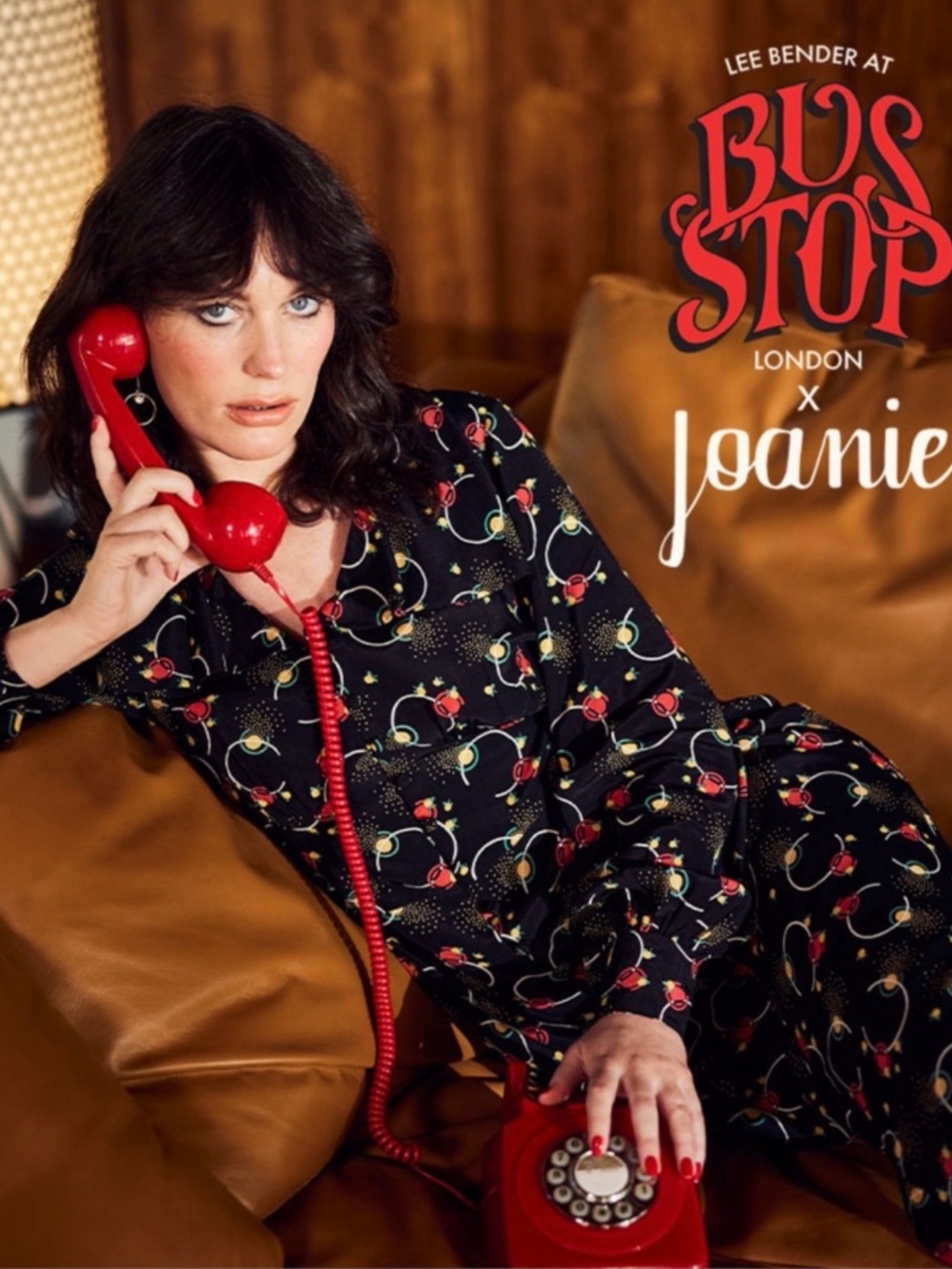 Lee Bender Bus Stop London x Joanie Black Patterned Midi Dress, Sz 4